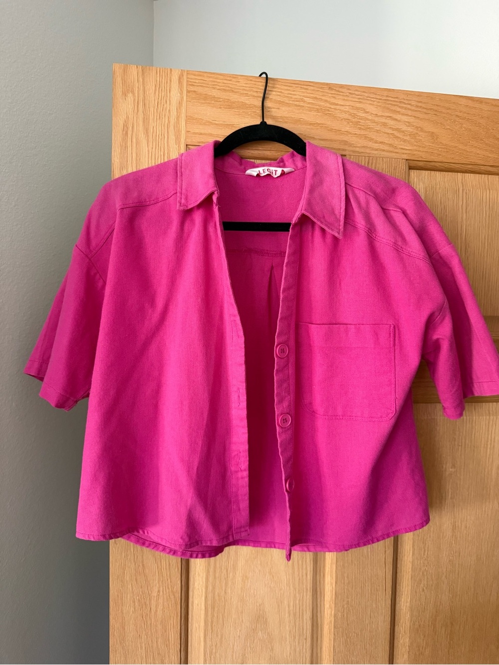 Hot pink boxy button down